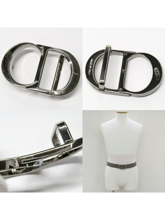 Dior CD Icon Logo Buckle Silver Metal External Belt Reversible Black main image 5